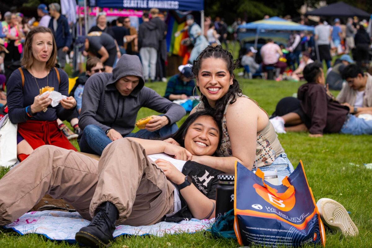 Couple on a blanket in the park