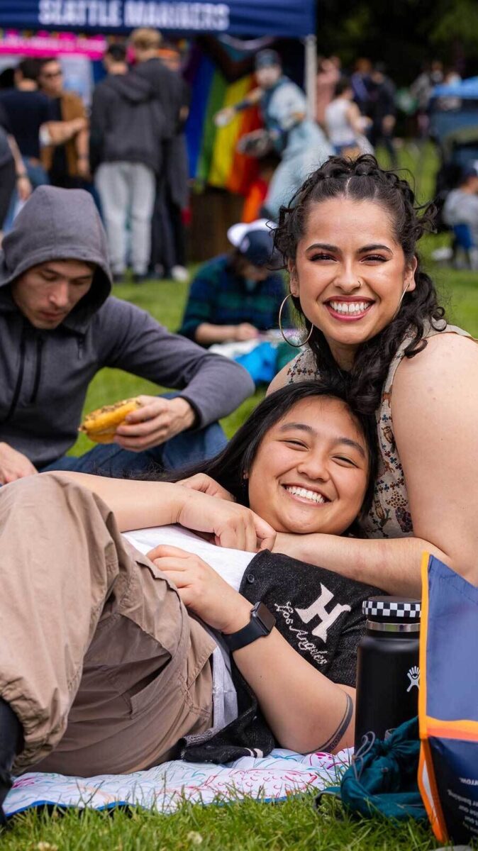 Couple on a blanket in the park
